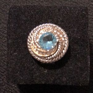 NEW Two tone CZ and Aquamarine ring size 6